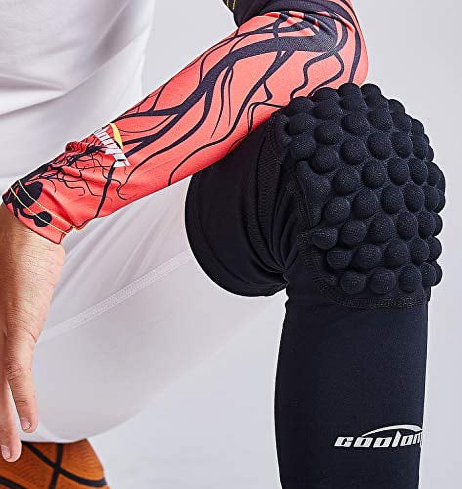 COOLOMG 2 Packs (1 Pair) Kids Adult EVA Pads Crashproof Basketball Leg Knee Long Sleeve Protector Gear White S