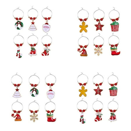 

Christmas Wine Glass Pendants Wine Bottle Charm Ring Xmas Wine Glass Marker Pendants Buckle Design Tag Festive Party Ornaments