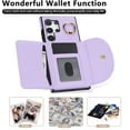 thumbnail image 2 of Wallet Case Compatible with Samsung Galaxy S24 Ultra 360° Rotation Finger Ring Holder RFID Blocking Premium Leather Case with Card Slots Folio Flip PU Durable for Men Women, Purple, 2 of 9