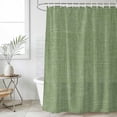 thumbnail image 6 of Polyester Fabric Vintage Forest Green Shower Curtain, Farmhouse Retro Solid Color Linen Texture Waterproof Bathtub Curtain Bathroom Decor Set with Hooks 54 x 78 Inches, 6 of 6