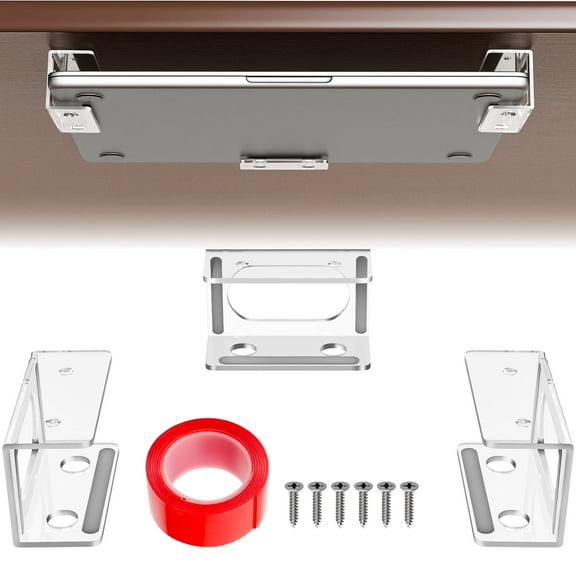 NiHome Clear Acrylic Under Desk Laptop Mount, Easy Installation Adjustable Laptop Holder, Scratch-Resistant Under-Desk Stand for MacBook, Notebook, Modem, TV Box, PS4 Slim and More