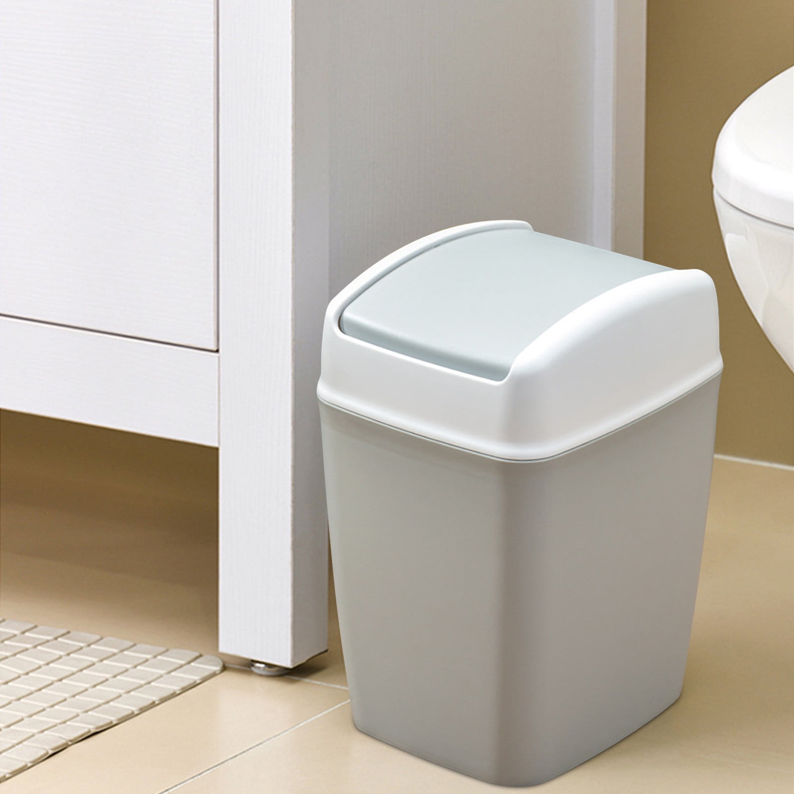Qholemyo High end Household Flip Top Garbage Bin With Lid Kitchen Trash Can Living Room Toilet Bathroom Indoor Trash Can