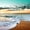 Retro Cancun Beach, variant on Elephant Stock Colorful Beach Scene Wall Art - Horizontal Multi Panel Canvas - Living Room Wall Decor - Beach Multi Panel - Brown And Orange Decor - 29" x 12"