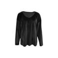 thumbnail image 4 of qucoqpe Womens Velvet Tops Fall Casual V Neck Long Sleeve Shirts Fashion Solid Color Loose Pullover Tops Dressy Casual Blouses, 4 of 7
