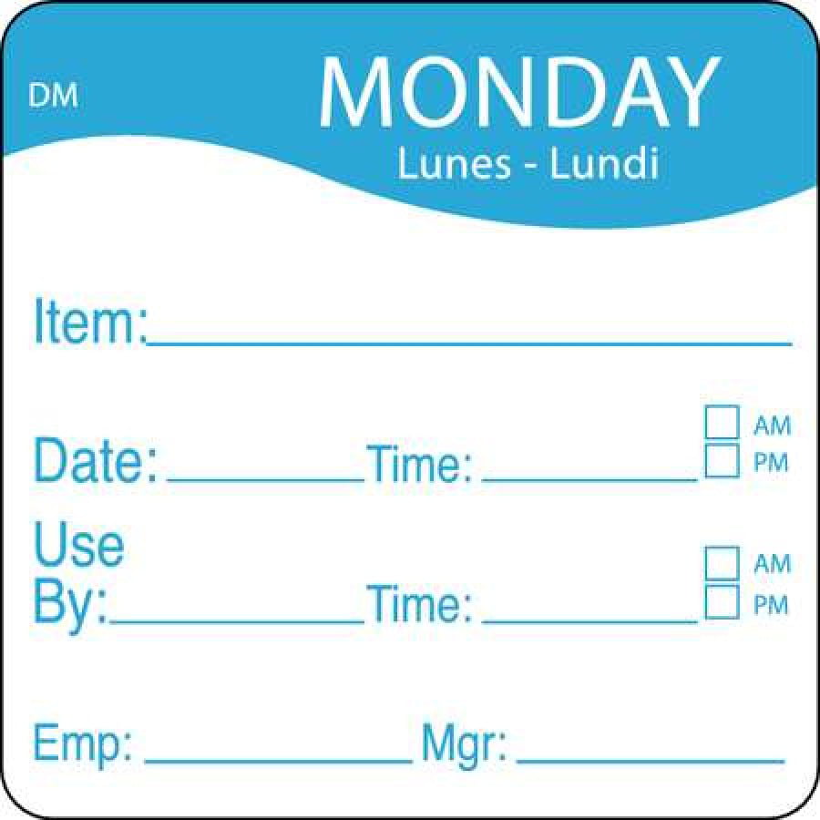 DayMark 1100531 DissolveMark 2 Monday Use By Day Square 250 RL