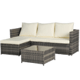 thumbnail image 5 of 2-Piece Patio Furniture Set, Outdoor Woven Sectional L- Shaped Patio Furniture , Wicker Conversation Set with Ottoman, Detachable Lounger Table for Backyard Poolside (Beige), 5 of 11