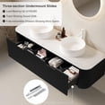 thumbnail image 5 of 60 Inch Floating Bathroom Vanity with Double Sink, Modern Bathroom Vanities with Ultra-Thin Marble Countertop and Ceramic Sink, Soft-Close Design, Natural Solid Wood Cabinet, Pre-Assembled, Black, 5 of 6