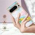 thumbnail image 3 of SaniMore for Google Pixel 8 Pro 6.7" 2023 Case with Wireless Charging Shockproof TPU Backplane Glitter Marble Pattern Fashion Design Anti-drop Anti-fingerprint Skin-feel Cover, Green/Pink, 3 of 12