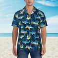 thumbnail image 2 of Honeii Cartoon Surfer Sharks Print Men’s Hawaiian Shirt,Classic Button-Down Short Sleeve Shirt, for Beach, Vacation, and Outdoor Activities,Small, 2 of 7