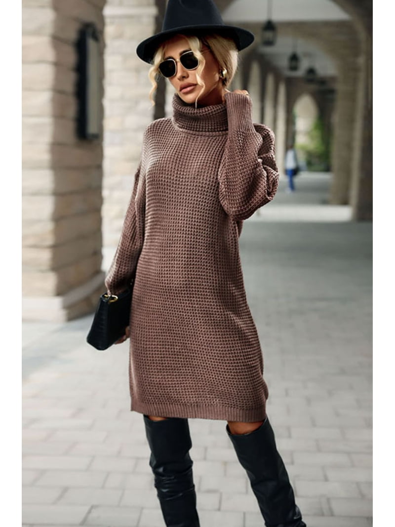 mini sweater dress turtleneck v28 Women Turtleneck Long Sleeve Bodycon Fall Winter Mini Slim Knit Sweater  Dress(XS,Beige) at Amazon Women's Clothing store