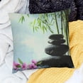 thumbnail image 2 of Patifu Teal Decorative Throw Pillow Cover Asian Zen Stone, Pillow Covers Meditation Japanese Bamboo Pattern Spa Room Decor for Living Room Couch Cushion Bed Indoor Home Decor 12x12in, 2 of 5
