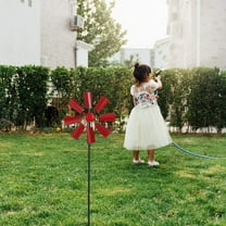 KALLORY Rotating Windmill Decoration Ornaments Garden Stake Christmas Decorations Outdoor Child Red