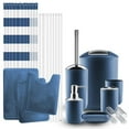 thumbnail image 1 of Clara Clark Bathroom Accessory Set, Navy Blue Bathroom Décor with Toothbrush Holder Set, Bathroom Curtains Shower Set, Bath Rug Set Included, 1 of 7