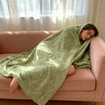 thumbnail image 5 of Fleece Blanket Fleece Blanket, Cozy Nap Blanket, Soft Throw Blanket, Plush Blanket for Couch Bed, Warm Winter Blanket, Flannel Blanket, Striped Air Conditioning Blanket Green Cozy Blanket, 5 of 6