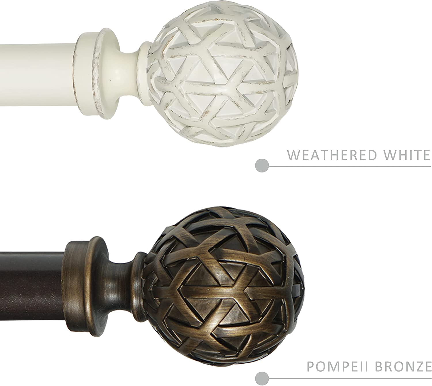eTeckram 1" Curtain Rod with Geo Ball Finials - 28" to 48", Bronze Gold