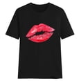 thumbnail image 2 of DPTALR Women Girls Plus Size Lips Print Short Sleeved T-shirt Blouse Tops, 2 of 4