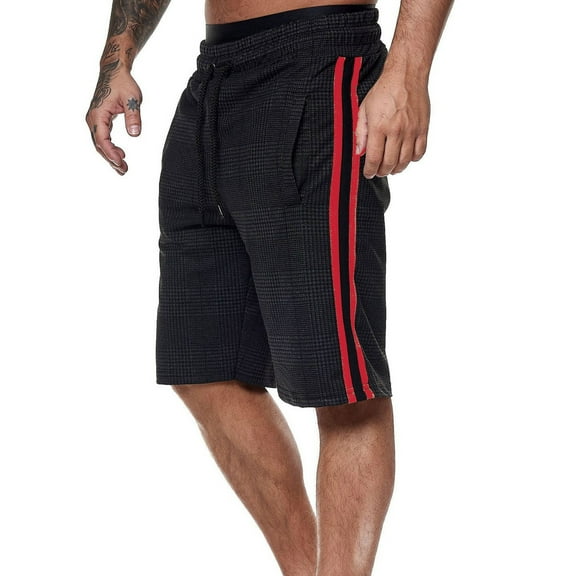 Floenr Mens Shorts,Men Sweatpants Casual Elastic Joggings Sport Stripe Baggy Pockets Shorts