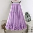 thumbnail image 2 of Sngxgn Solid Stretchy Cotton High Waist A-line Flared Casual Skater Mini Skirt(Purple,One Size), 2 of 3