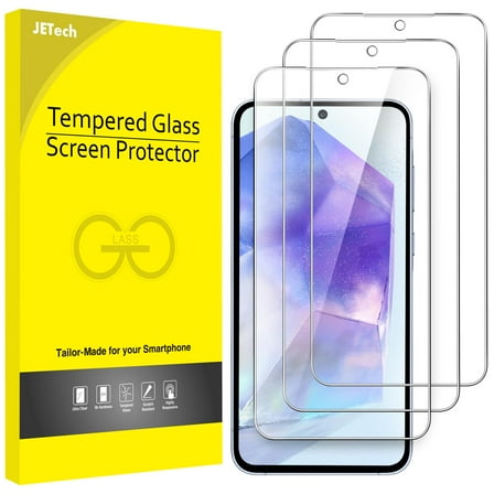 JETech Screen Protector for Samsung Galaxy A55 5G 6.6-Inch, 9H Tempered Glass Film, Anti-Scratch, HD Clear, 3-Pack