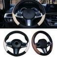 thumbnail image 2 of MYG Black Beige PU Leather Car Steering Wheel Cover Enhanced Driving Pleasure, 2 of 5