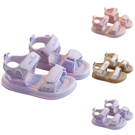 Eltusu Girls Sandals with Strap, Soft Sole Outdoor Open Toe No Slip Summer Sandals Purple Size 2(Big Kids)