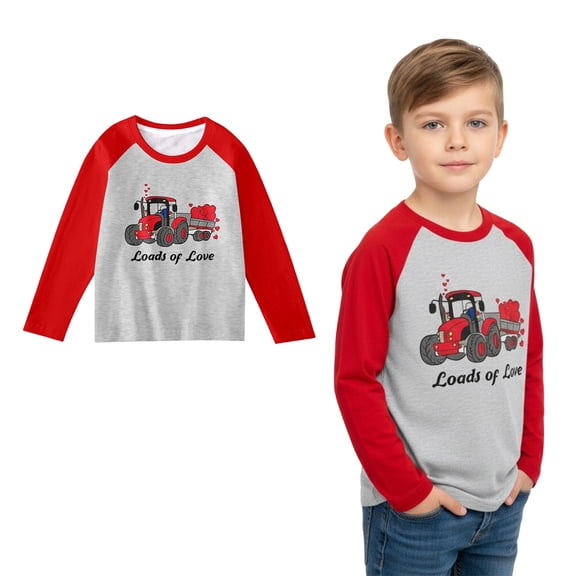 Toddler Valentines Tshirt for Boys Long Sleeve Graphic Tops Crew Neck Casual Pullover Top Boy Tops Size 3-4 Years