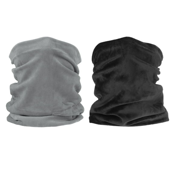 Unique Bargains Winter Neck Warmer, 2 Pack Windproof Neck Gaiter Face Scarf for Men & Women Black, Grey