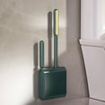 thumbnail image 2 of Soft Wall-Mounted and Floor-Standing Dual-use Toilet Brush Double Brush Head Toilet Bowl Brush Compact Size Bathroom Set Reusable, Green, 2 of 7