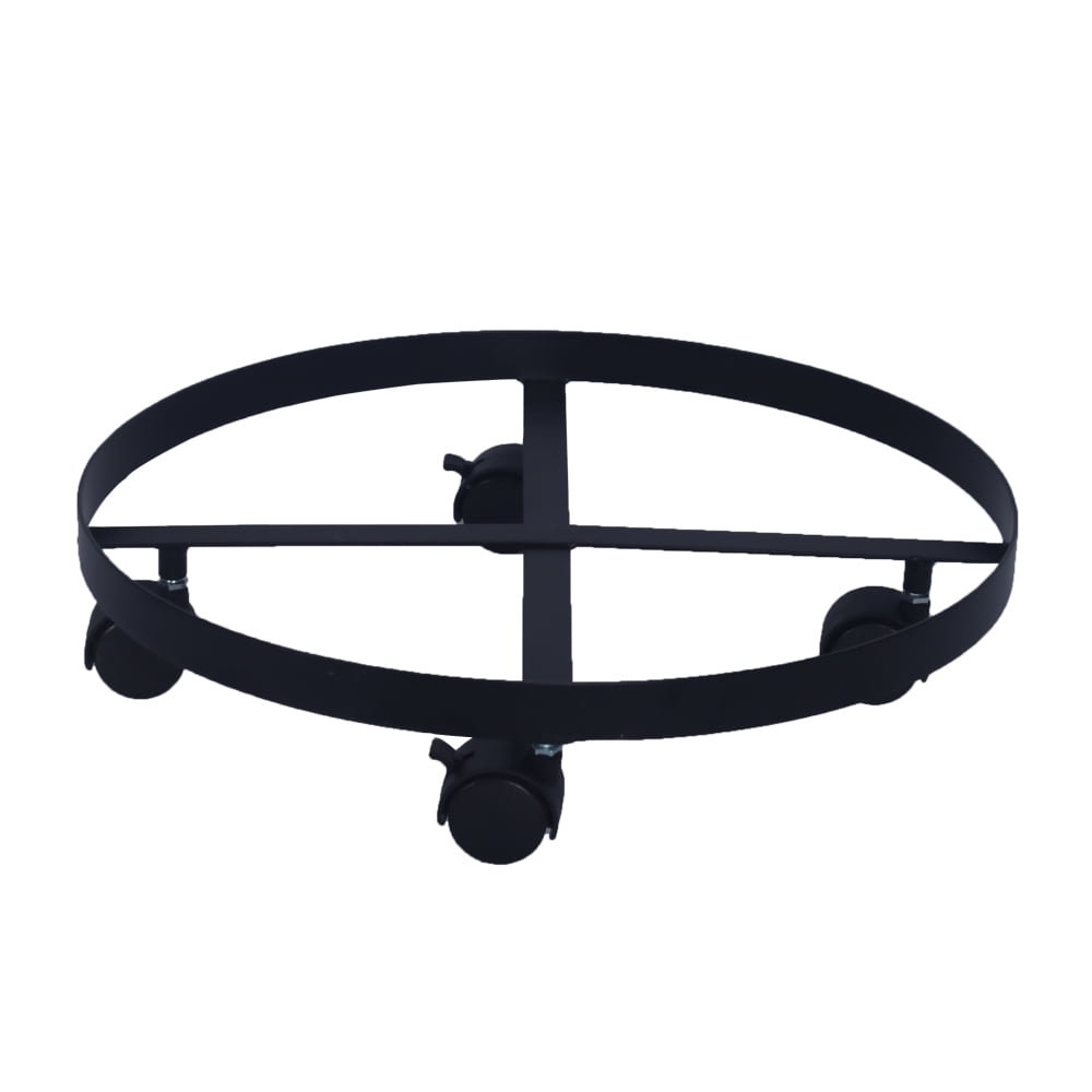 Kepooman 14" Metal Rolling Plant Caddy Round Flower Pot Rack with Wheels for Garden Patio, Black