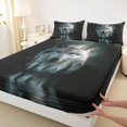 thumbnail image 3 of Castle Fairy Woodland Wildlife Wolf 4pcs Bed Sheets for Teens Adults,Black Grey King Sheets,Jungle Animal Super Cozy Sheet Set,Ultra Soft Home Decor, 3 of 7