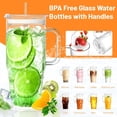 thumbnail image 3 of 2 Pack 40oz Glass Tumbler with Handle, Reusable Glass Cup with Lid and Straw, Perfect for Iced Coffee, Beer, Smoothies, Juice, Hot & Cold Drinks, Ideal for Birthday and Wedding Gifts, 3 of 12