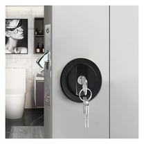 Invisible Sliding Barn Wood Door Pocket Door Handle Lock with Keys (Black, Dia-2.95")