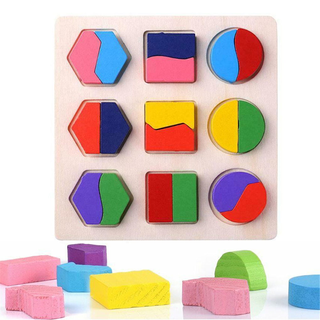 Geometric intelligence board Wooden Geometry Block Puzzle Kids Education Toys 