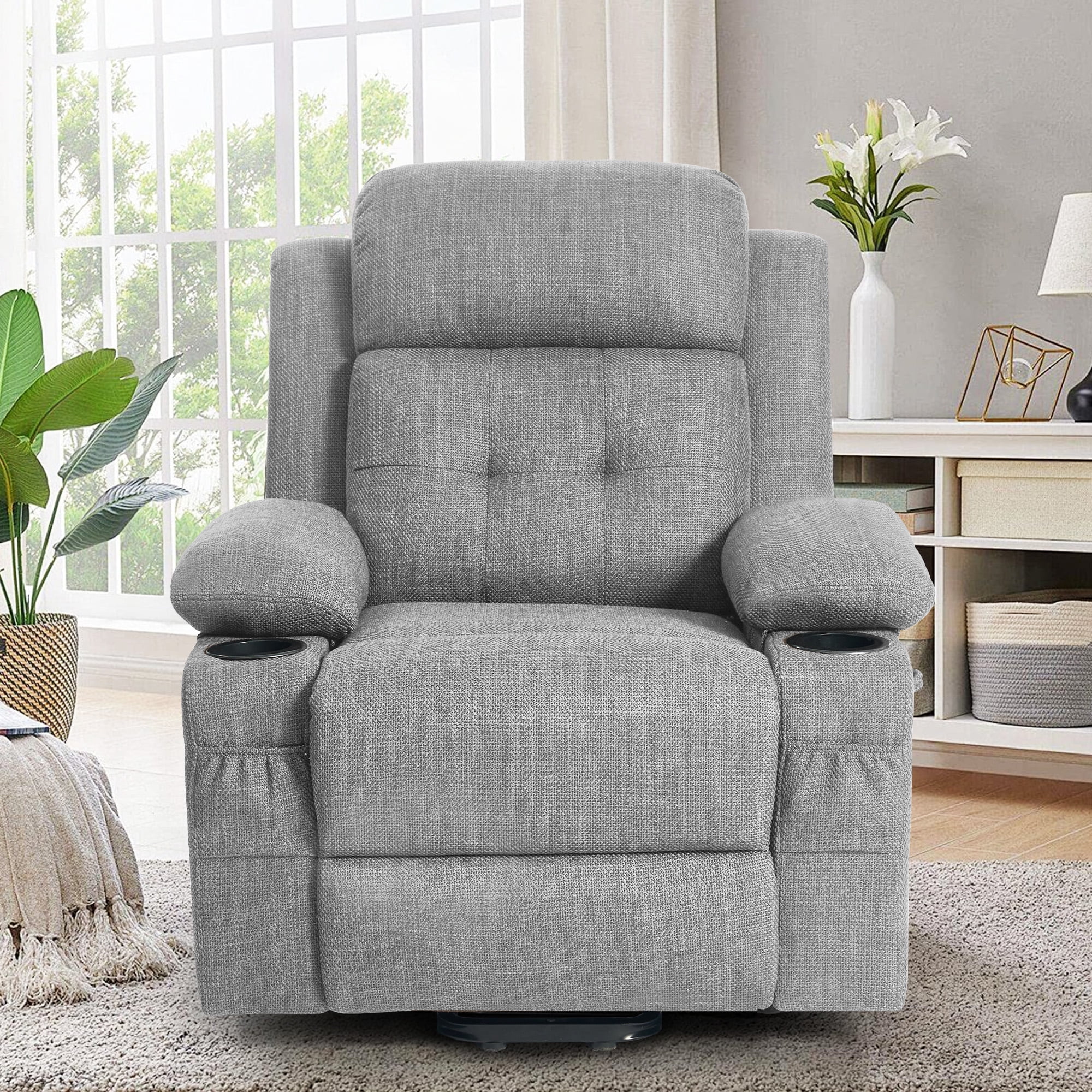 Betisef Adjustable Electric Power Lift Recliner Chair for Elderly, Massage Lift Chair W/ Heat , Assist Recliner Grey