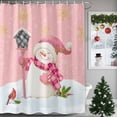 thumbnail image 4 of Christmas Shower Curtains Snowman Cardinal Bath Curtain Snowflake Snow Pink Waterproof Seasonal Bathroom Shower Curtain Set with Hooks Decoration 60 x 72 Inches, 4 of 8