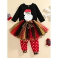 thumbnail image 3 of Seyurigaoka 3Pcs Girl’s Christmas Embroidery Tops and Gauze Short Skirt  Dot Trousers, 3 of 9