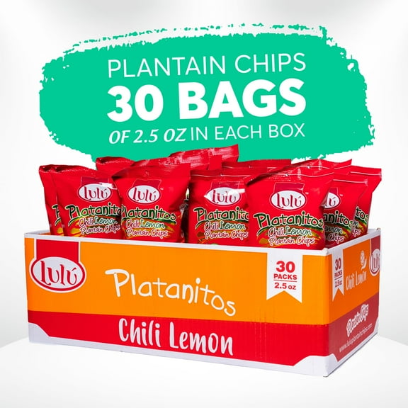 Lulu Chile Lemon Plantain Chips 30 pack of 2.5 oz bags