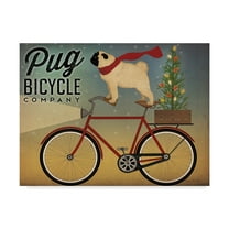Trademark Fine Art 'Pug on a Bike Christmas Crop' Canvas Art by Ryan Fowler