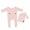 Pink, variant on Krdevn Baby Photography Prop Footed Romper Button Overalls Hat Set