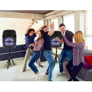 Naxa Electronics NDS-1218D Dual Bluetooth True Wireless Sync Party Speakers with Disco Light Combo, 12-inch, Black