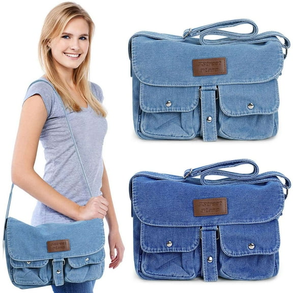 Spencer Messenger Bag for Men and Women, Vintage Crossbody Shoulder Bag Multi Pocket Crossbody Purses Denim Cloth Satchel