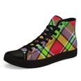 thumbnail image 2 of Coolcustomize Women's Vintage Scottish Plaid Sneakers - High-Top Lace-Up Round-Toe Casual Shoes, Colorful Plaid Pattern (Green/Red/Black/Teal/Purple), Ladies' Boots Suitable For Everyday Wear, Travel, 2 of 9