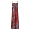 thumbnail image 4 of Usmixi Jumpsuits for Women Vintage Ethnic Style Graphics Plus Size Wide Leg Baggy Strap Long Jumpsuits Overalls Summer Formal Floral Print Square Neck Sleeveless Maxi Rompers Wine s, 4 of 5