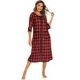 thumbnail image 2 of Zipper Front Robes Women House Coat Half Sleeve Loungewear Long Nightgown with Pockets S-XXL, 2 of 6
