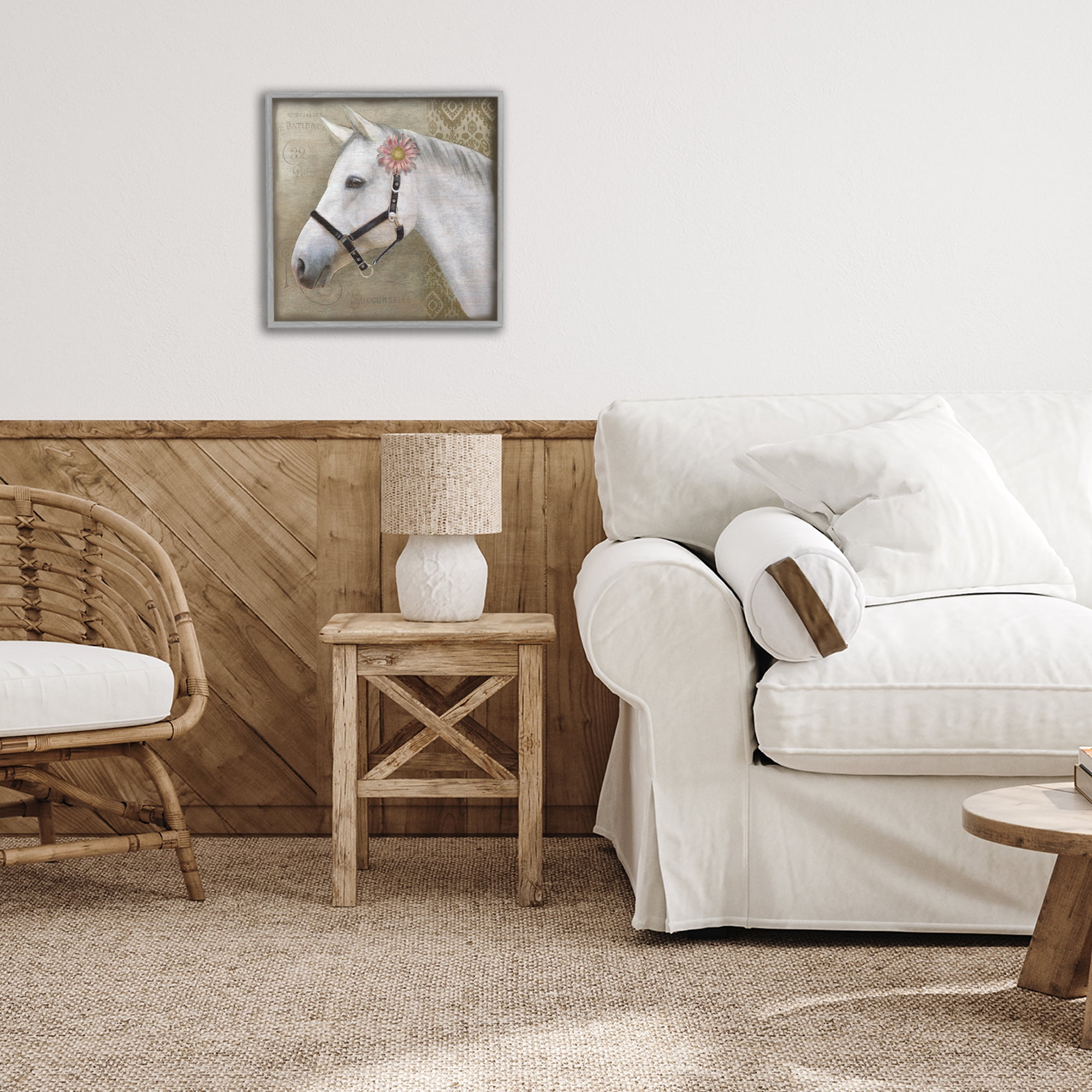 Stupell Industries Boho Barnyard Horse Gray Framed Giclee Art, design by Suzanne Nicoll