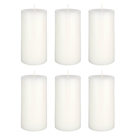 Mega Candles 6 pcs Unscented White Round Pillar Candle, Hand Poured Premium Wax Candles 3 Inch x 6 Inch, Home Décor, Wedding Receptions, Baby Showers, Birthdays, Celebrations, Party Favors & More
