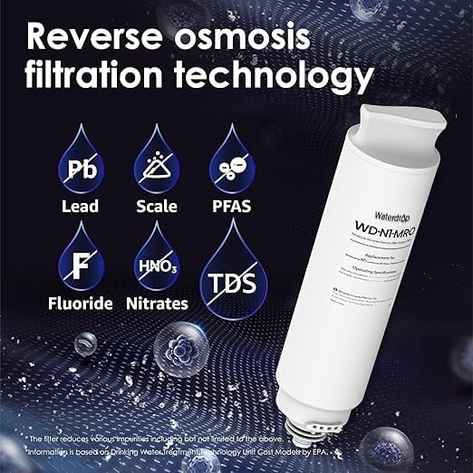 Waterdrop WD-N1-MRO Filter, Replacement for WD-N1-W Countertop Reverse Osmosis Water Filtration System, 18-Month Lifetime