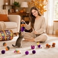 thumbnail image 3 of Halloween Cat Toys Set with Collapsible Tunnel and Feather Wand, 12-Piece Bundle, Orange and Black Spooky Design, for Indoor Cats, Complete Play Kit, 3 of 7