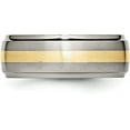 thumbnail image 4 of Chisel Titanium Brushed Center with 14k Gold Inlay 8.2mm Ridged Edge Band - Ring Size 8.0-1.2gm, 4 of 8
