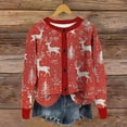 thumbnail image 2 of Moxiu Womens Christmas Cardigan Sweater Funny Cute Xmas Theme Print Button Open Front Long Sleeves Casual Knitted Outwear Red,XXL, 2 of 4